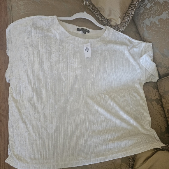 Banana Republic, BRAND NEW, cream Velvety finish short sleeve shirt - Picture 5 of 7